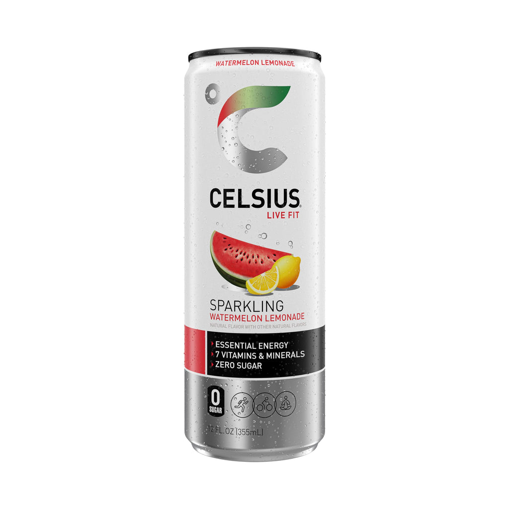 CELSIUS Sparkling Watermelon Lemonade, Sugar Free Energy Drink, 12 Fl Oz (Pack of 12)