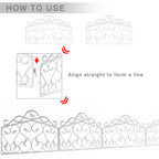 Evelyne Decorative Garden Border Plastic Edging – PP Plastic, Short Metal-Free Faux Wrought Iron Leaf & Bird Design, 8pcs Yard Landscaping Fence Liner Lawn Edge Barrier, 10ft Kit of Decorative Panels