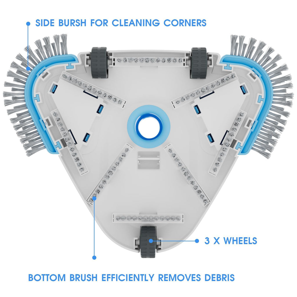 2026 Enhanced TidyMister Pool Vacuum Head with Wheels,Steering Handle Swimming Pool Vac with Side Brush & Rotatable Hose Adapter(Safe for Vinyl Liner) for Inground & Above Ground Pools - Triangle