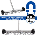 Toolwiz Magnetic Pick Up Sweeper 17-inch Heavy Duty Magnet Pickup Lawn Sweeper Roofing Tools, 8.8 Lbs Yard Tools with Smooth Wheels to Clean Nails for Construction