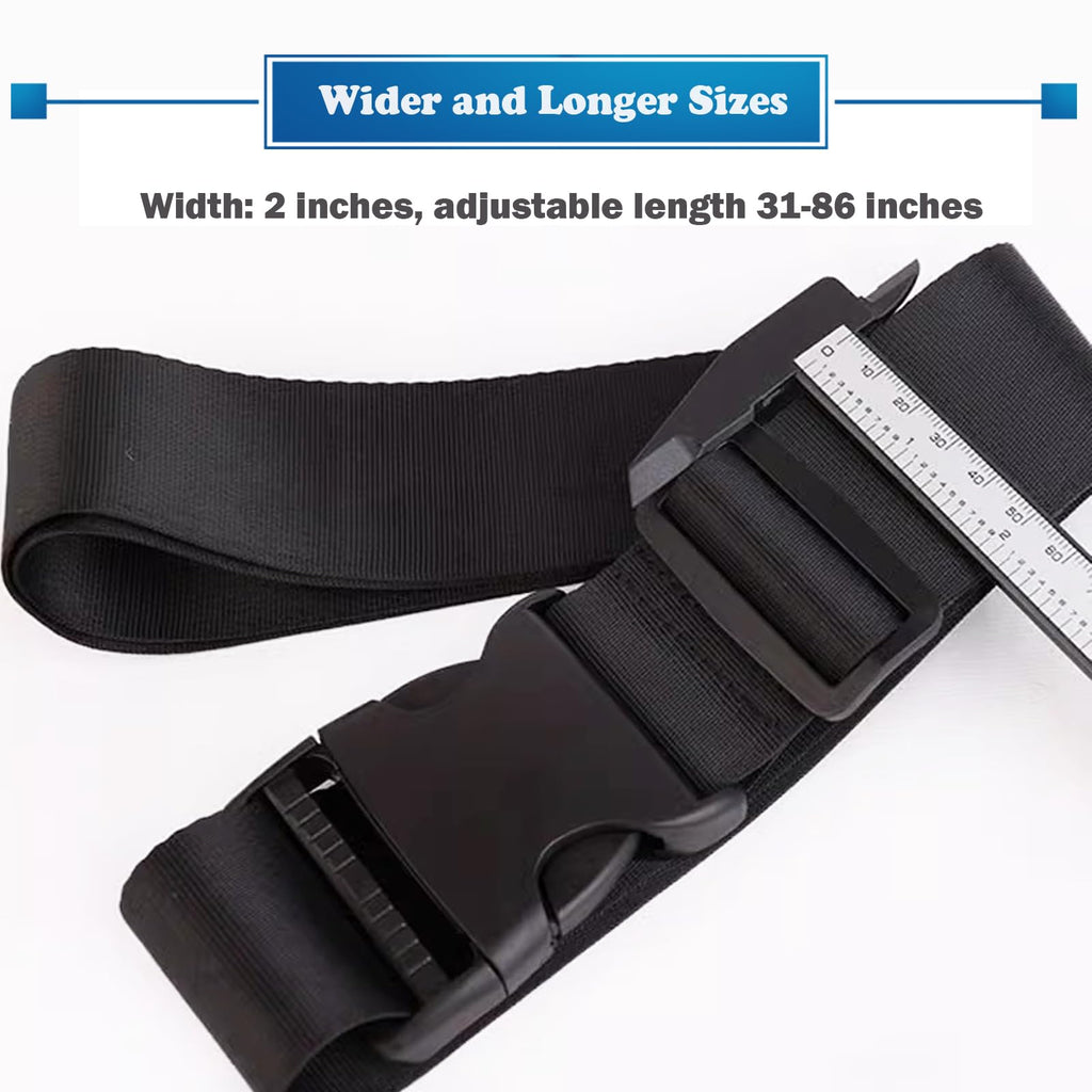 GFertre Wheelchair Safety Strap Seat Belt, 31-86"Adjustable Length/ 2" Wide - Black Anti-Slip and Anti-Fall Wheelchair Fixation Belt, Extra Long Size-Suitable for Obese People