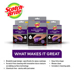 Scotch-Brite Glass Cooktop Pads, Scratch-Free & Non-Abrasive Scrubbers for Glass or Ceramic Stovetops, Cleans Burnt-On Messes with Just Water, Reusable Dishwasher-Safe Design (6 Pads)