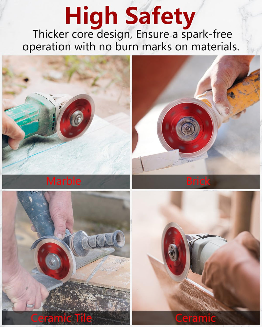 5Pcs Diamond Saw Blades, 4-1/2" Tile Grinder Cutting Blade for Angle Grinder Tile, Super Thin Indestructible Disc for Grinder for Cutting Porcelain Ceramic Granite Marble.