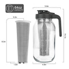 QHH Cold Brew Coffee Maker, 64 oz Mason Jar Pitcher with Stainless Steel Filter, Pour Spout Handle Lid, Airtight & Leak-Proof for Iced Coffee,Tea & Lemonade