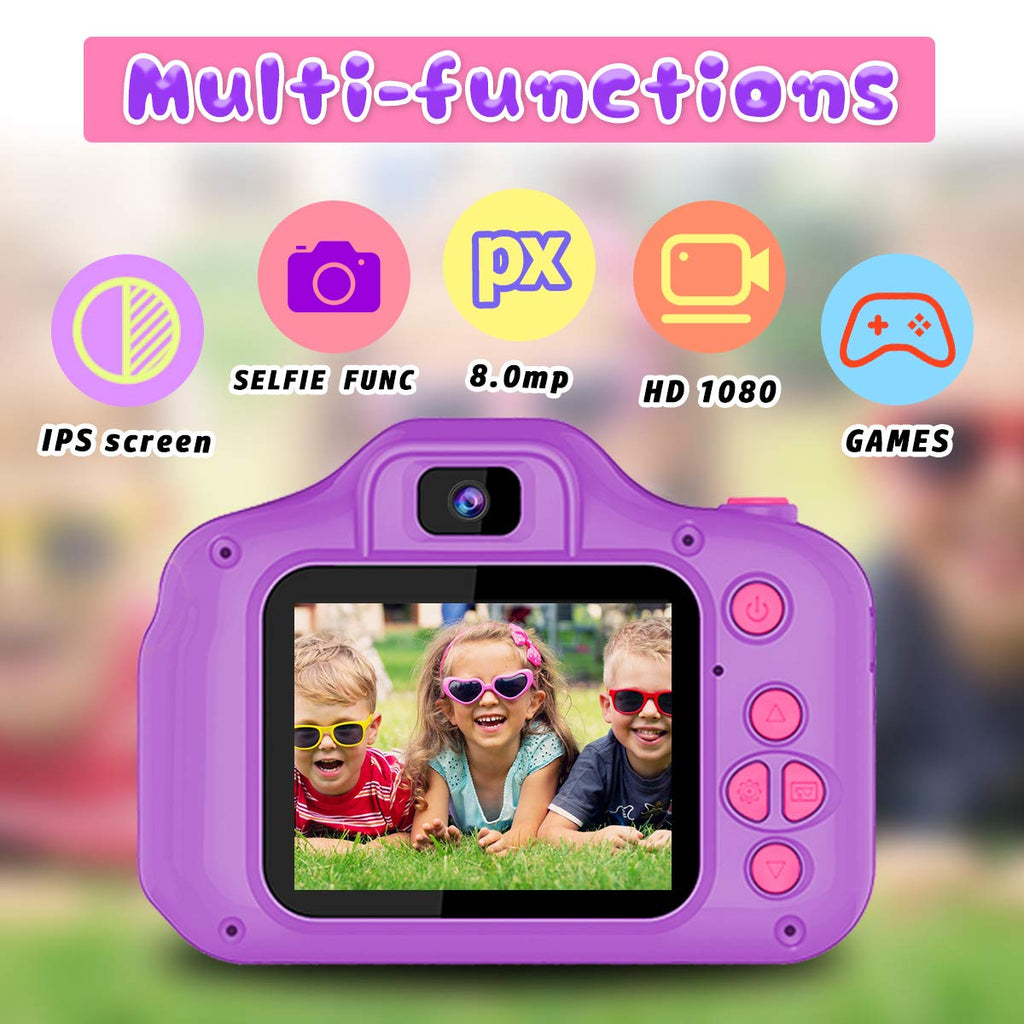 Seckton Upgraded Kids Selfie Camera, HD Digital Video Camera for Kid-Purple