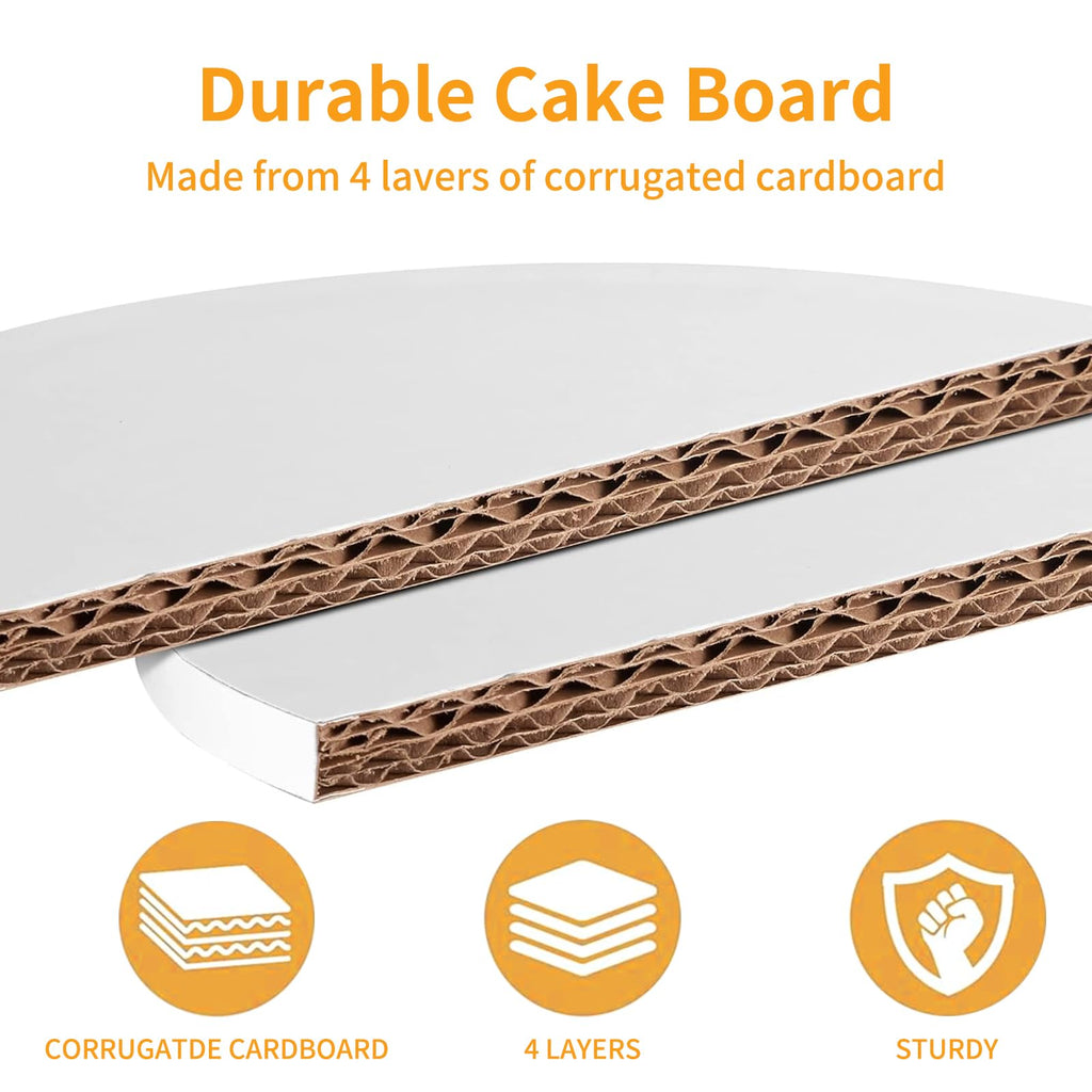 PFAMKEER 8Pcs Cake Boards 14 Inch Round,White Sturdy 1/2 Inch Cake Drum,14 Inch Cake Boards,Disposable Cake Plates,Corrugated Cake Base Cake Drums for Father's Day