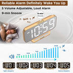 Peakeep Slim Digital Mirror Aesthetic Alarm Clock for Bedrooms Desk Decor