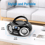 MEGATEK Portable CD Player Boombox with Bluetooth & FM Radio – Black