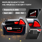 Epowon Replace Battery for Milwaukee M18 Battery 5.0ah and Charger Combo,Compatible with Milwaukee M18 Cordless Power Tools 18V Lithium Battery