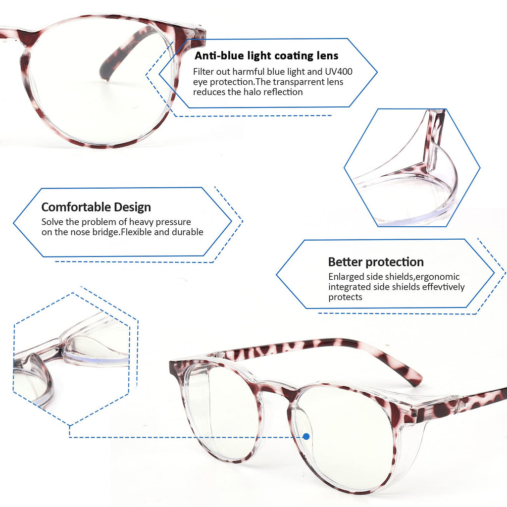 Outray 2 Pair Safety Glasses Clear Impact Resistant Bifocal Reading Glasses Non-Slip Wrap Around