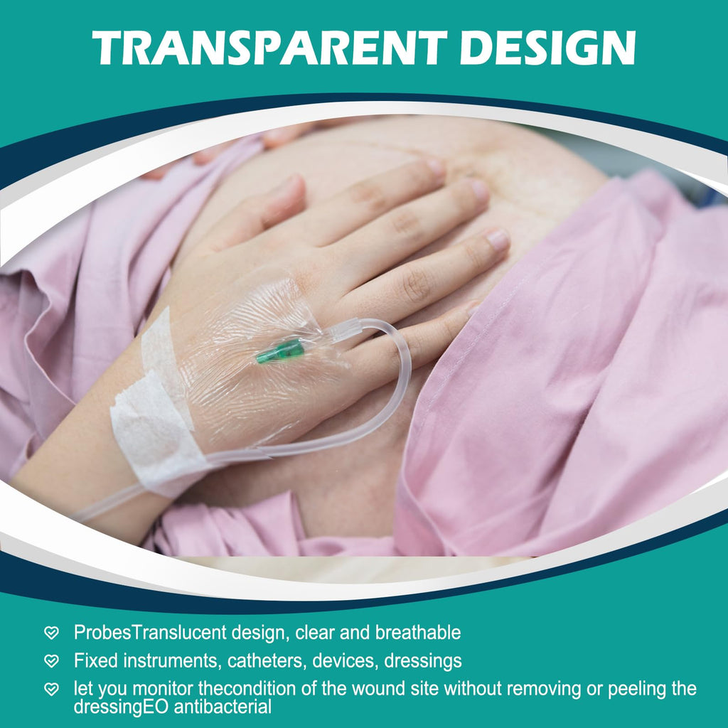 Transparent Film Dressing 4" x 4.75" Box of 80 - Waterproof Bandages for Swimming, Showering, Wounds, Post Surgical Shower or IV Shield, Tattoo Aftercare Bandage, Scar Therapy, Adhesive Patches