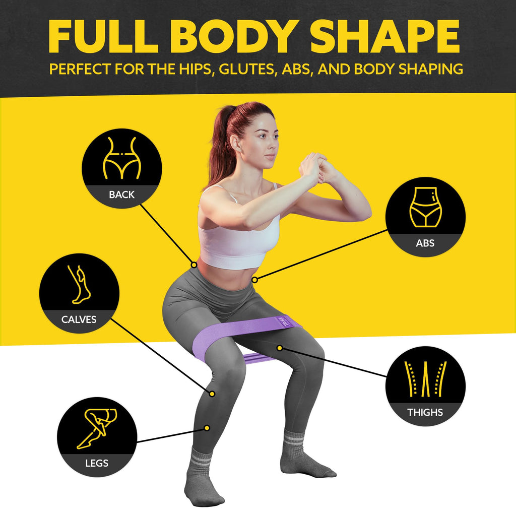 Tribe Lifting Fabric Resistance Bands for Exercise - Hip Bands for Working Out Legs, Glutes, Knees and Thighs for Men and Women - Cloth Circle Booty Bands for Physical Therapy (Purple)
