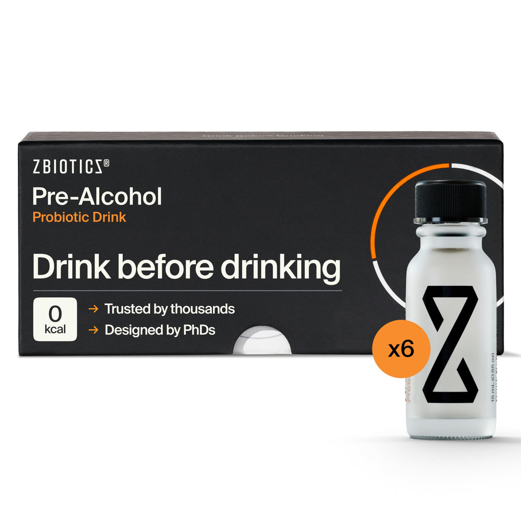 ZBiotics — Feel Better After Drinking, Wake Up Refreshed, Science-Backed, Patented Probiotic for Easier Mornings, Travel-Friendly, 6-Pack of 0.5 Fl Oz Bottles
