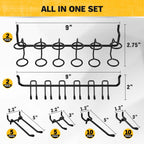 ELEAD 286-Piece Extra Thick Pegboard Hooks Set, 1/4" Heavy Duty Black Peg Board Organizer Accessories with Bins, Metal Pegboard Accessories with Pegs Lock, Peg Board Hooks for Hanging
