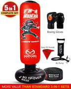 Marwan Sports Kids Punching Bag Toy Set, Inflatable Boxing Bag Toy for Boys Age 3-12, Ninja Toys for Boys, Christmas,Birthday Gifts for Kids 4,5,6,7,8,9,10 Years Old (Red Ninja)