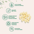 Micro Ingredients Vitamin K2 MK-7 Supplement, 200 mcg Per Serving, 300 Coconut Oil Softgles | Easily Absorbed, Active Menaquinone Form | Non-GMO