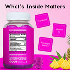 BEARVANA Vaginal pH Support & Probiotic Gummies for Women | Feminine Wellness & Intimate Care Supplement with Vitamin C | Pineapple Flavor | 60 Gummies