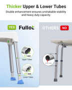 Widened Shower Chair for Inside Shower with Back & Arms,400 lbs Heavy Duty & Adjustable Shower Chair for Elderly and Disabled, Non-Slip Shower Seat, Tub Bath Chair, Tool-Free