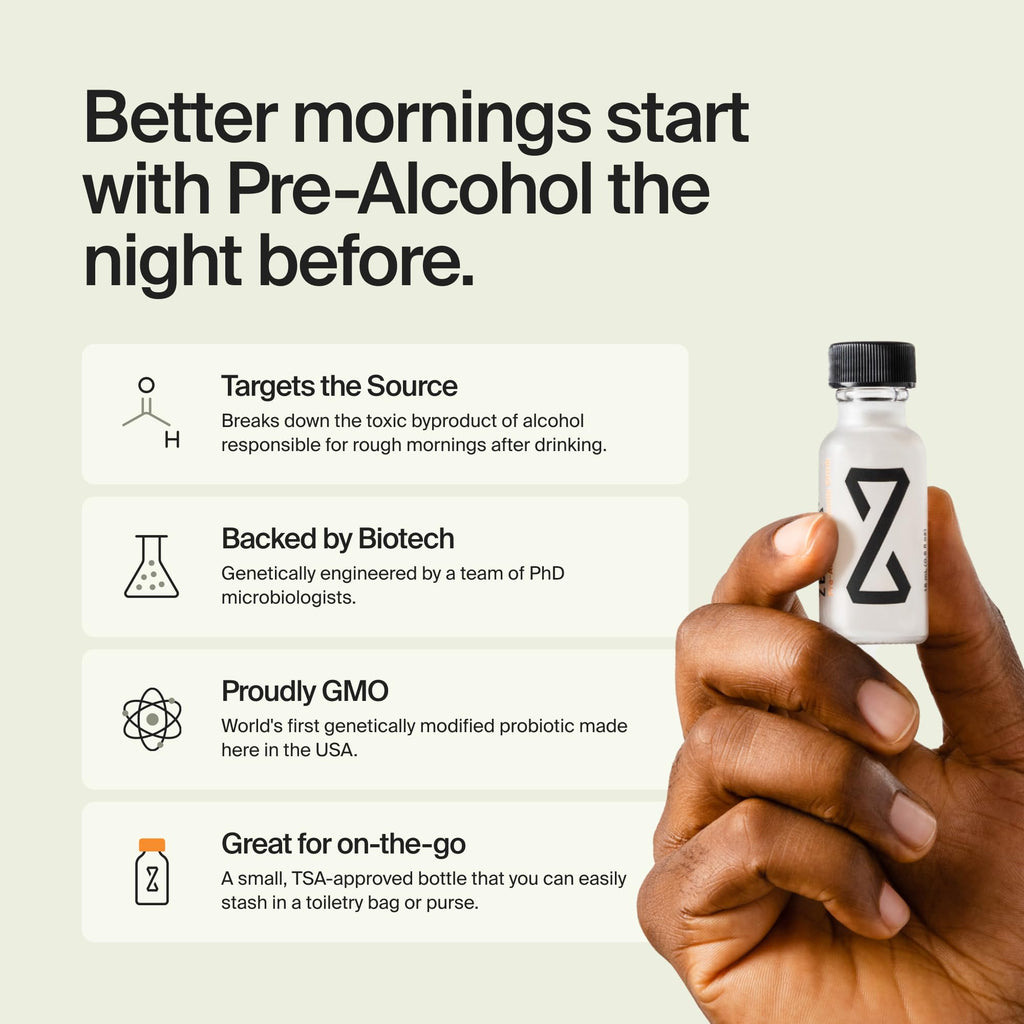 ZBiotics — Feel Better After Drinking, Wake Up Refreshed, Science-Backed, Patented Probiotic for Easier Mornings, Travel-Friendly, 50-Pack of 0.47 Fl Oz Bottles (50 Pack)