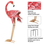 Kircust Flamingo Garden Statues and Sculptures, Metal Birds Yard Art Outdoor Statue, Large Pink Flamingo Lawn Ornaments for Home, Patio, Backyard Decor (2-Pack)