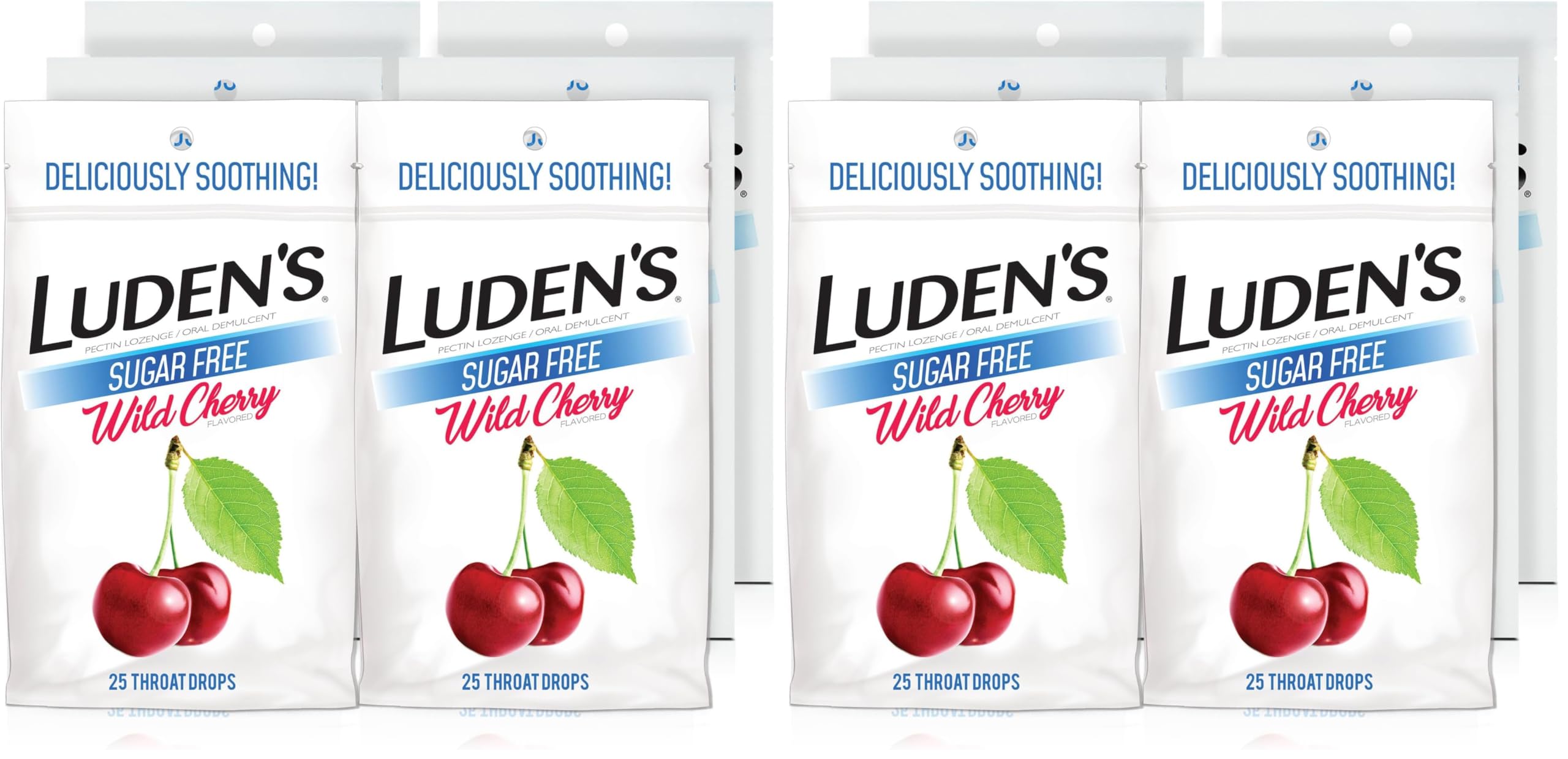 Luden's Sore Throat Relief Lozenges for Minor Everyday Irritation & Dry Mouth, Sugar Free Wild Cherry Flavored Drops, 25 Count, Pack of 12