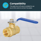 Eastman 1/2 Inch IPS Heavy Duty Full Port Ball Valve, Brass Plumbing Fitting, 20045LF