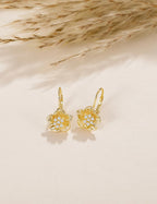 Mameloly Flower Earrings for Women Leverback CZ Dainty 14K Gold Plated