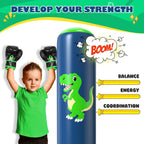 QPAU Punching Bag for Kids 3-6, Inflatable Dinosaur Toy, 48 in, Green