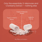 NaturaLife Labs Organic D-Mannose 1300 mg with Organic Cranberry Extract 100 mg per Serving – 100 Capsules – Non-GMO, Gluten-Free, Vegan