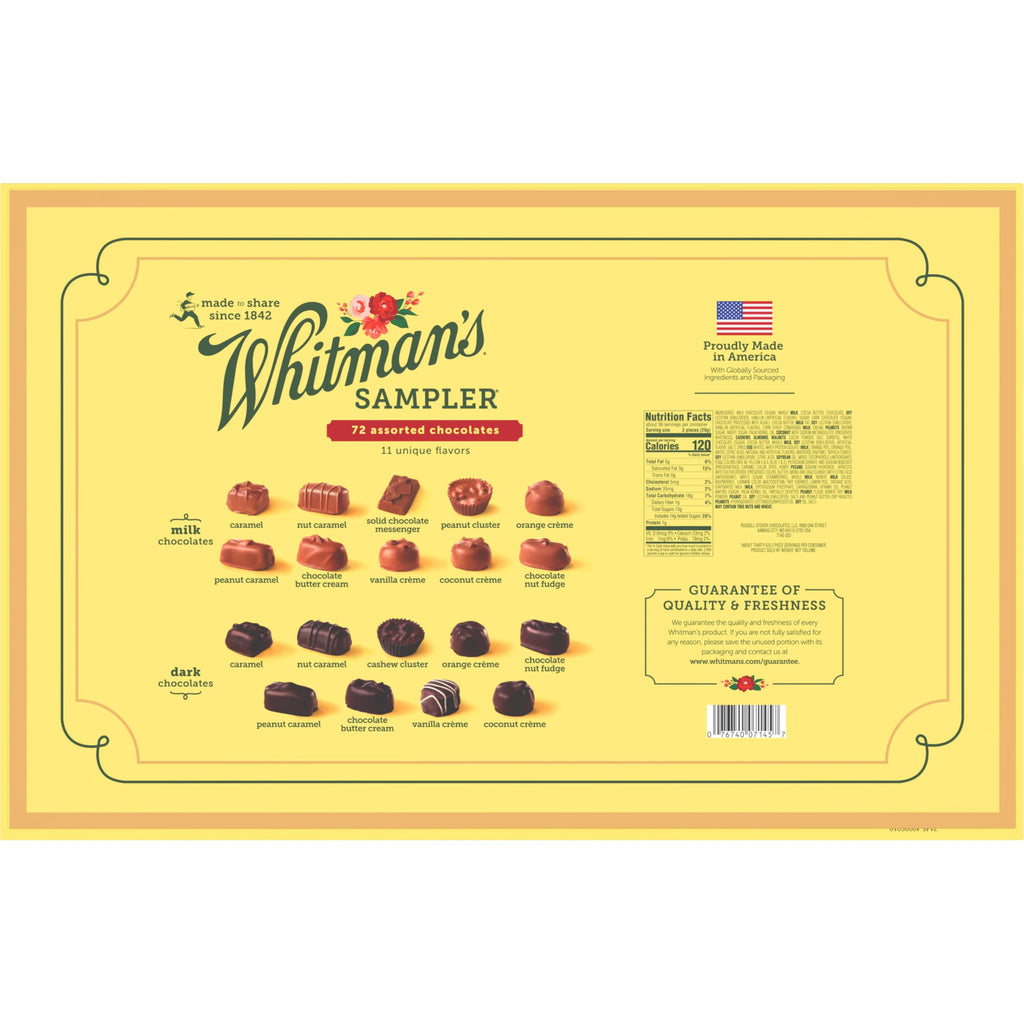 WHITMAN'S SAMPLER Assorted Milk & Dark Chocolate Candy Gift Box, 36 oz.