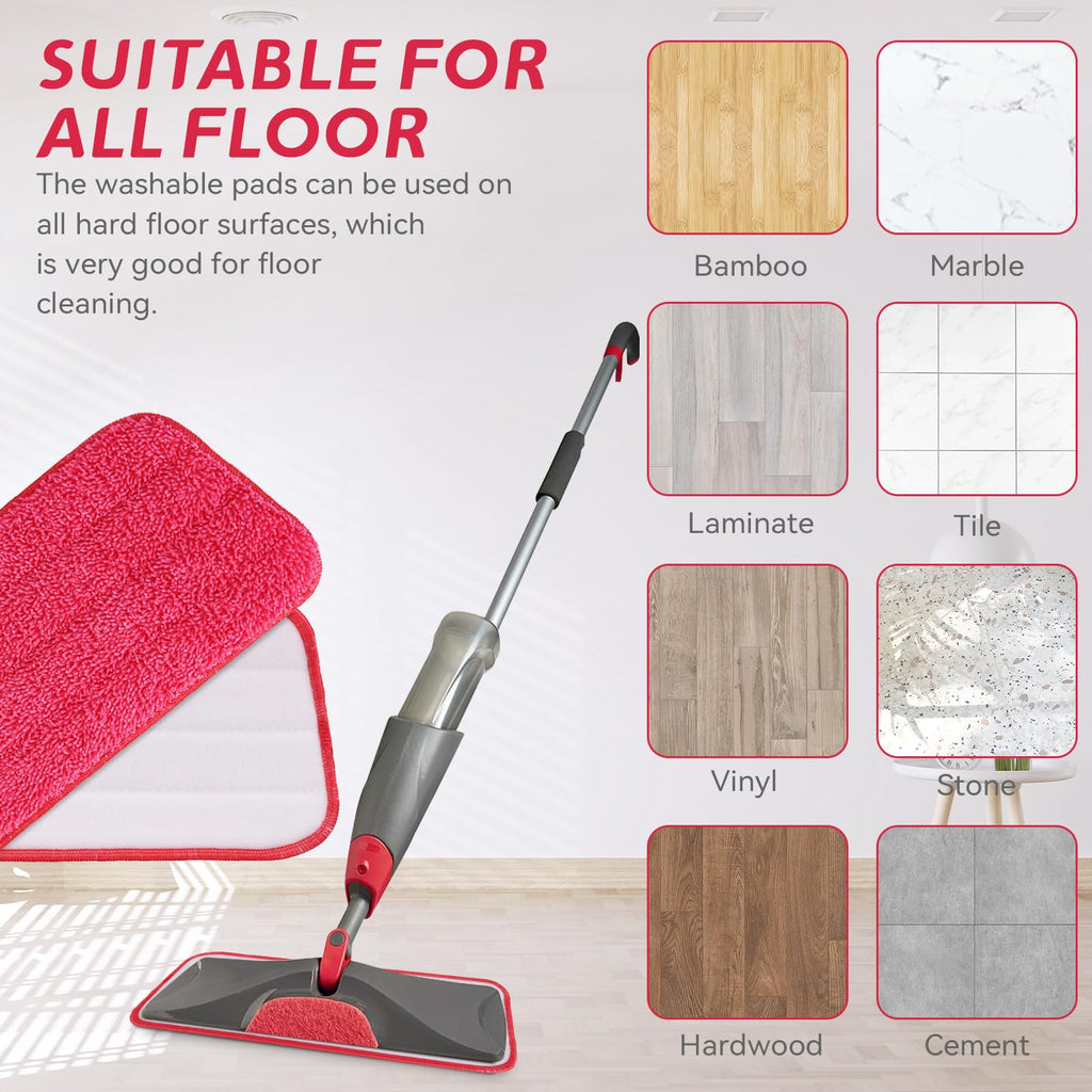 Replacement Microfiber Mop Pad for Rubbermaid Reveal Spray Mop - 8 Pack 16.5" Wet & Dry Floor Cleaning Refills Reusable Fit for Any Microfiber Reveal Flat Mop