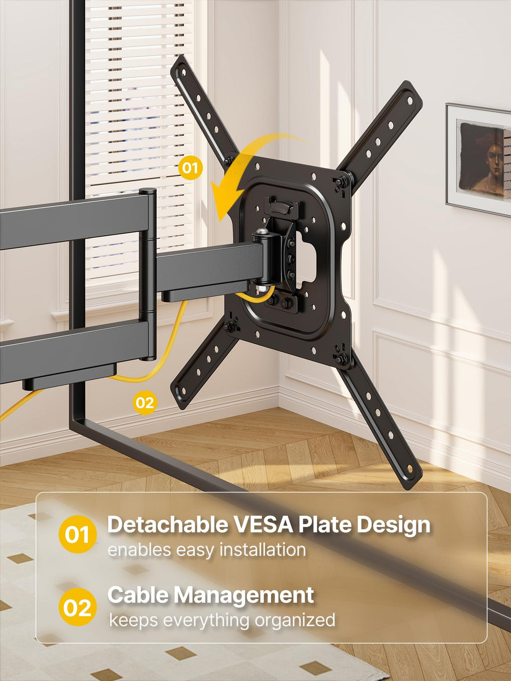monTEK Full Motion TV Wall Mount Bracket for 23-65 Inch TVs up to 77 lb