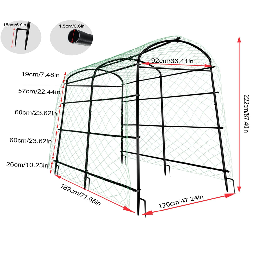 unho 87inch Garden Trellis Arch: for Climbing Plants with Net Metal