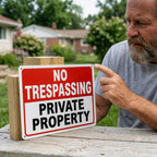 4 Pack No Trespassing Signs Private Property – 10x7 Inch 40 Mil Rust Free Aluminum, Reflective Warning Signs, UV Printed, Weatherproof Outdoor High Visibility Security Sign for Fence, Gate & Yard