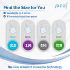 Medt Fine Insulin Pen Needles 31G 5mm - 100 Ct, Pack of 1