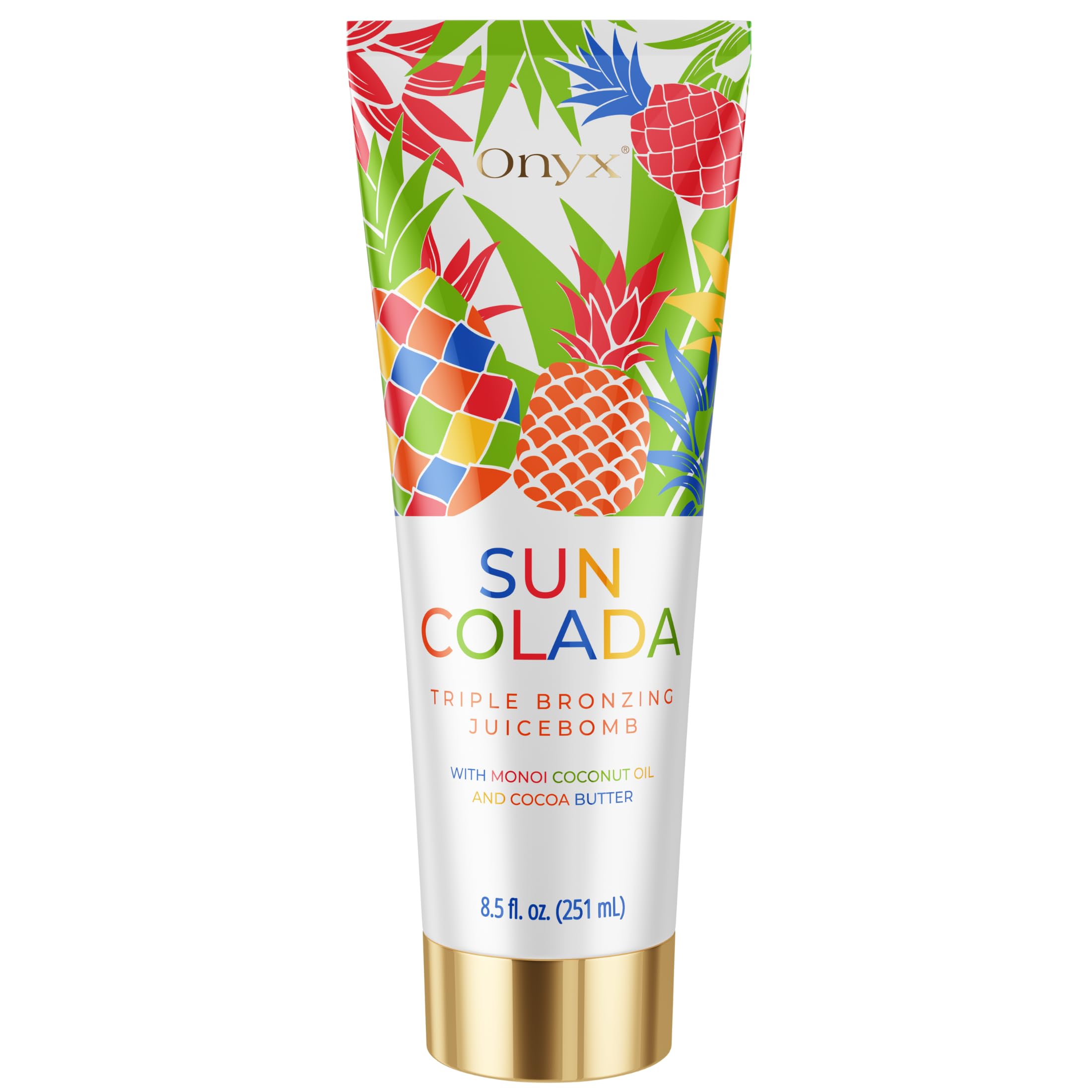 Onyx Suncolada Triple Bronzing Lotion for Tanning Bed - Indoor Dark Tanning Accelerator with Bronzer | Anti-Aging, Hydrating, Streak-Free formula | 8.5 fl oz