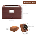ProCase Watch Box, 3 Slot Watch Display Case with Drawer -Espresso