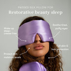 DROWSY Silk Sleep Mask - Face-Hugging, Padded Cocoon for Luxury Sleep in Total Darkness - 100% Pure Mulberry Silk (Lavender Haze)