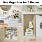 REALINN Under Sink Organizer, L-Shaped 2 Tier Pull Out Cabinet Organizer
