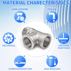 ChillWaves 304 Stainless Steel Pipe Fitting, Male Run Tee 1/2" NPT Female x 1/2" NPT Female x 1/2" NPT Male Thread Adapter(2-PACK)