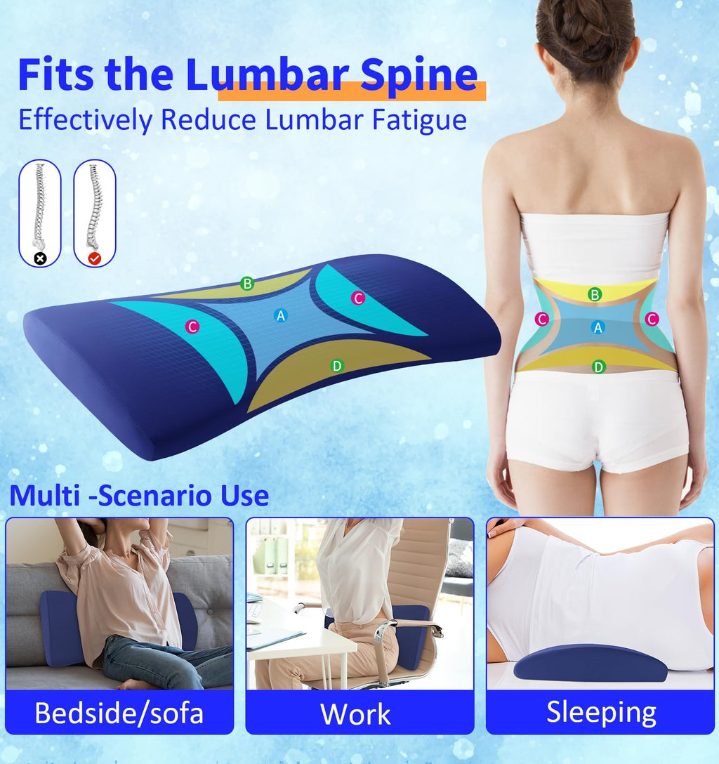 Futon Mattresses Lumbar Support Pillow for Bed Relief Back Pain: Lower Back Pillow for Sleeping - Memory Foam Waist Pillow - Bolster Pillow for Side, Back&Stomach Sleepers - Bed Rest Pillow