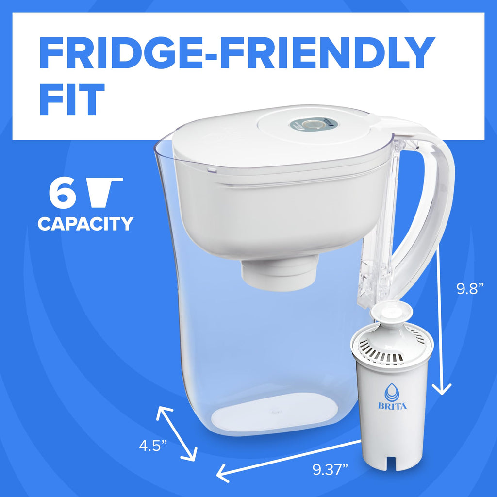 Brita Small 6-Cup Water Filter Pitcher, Includes 1 Filter, White