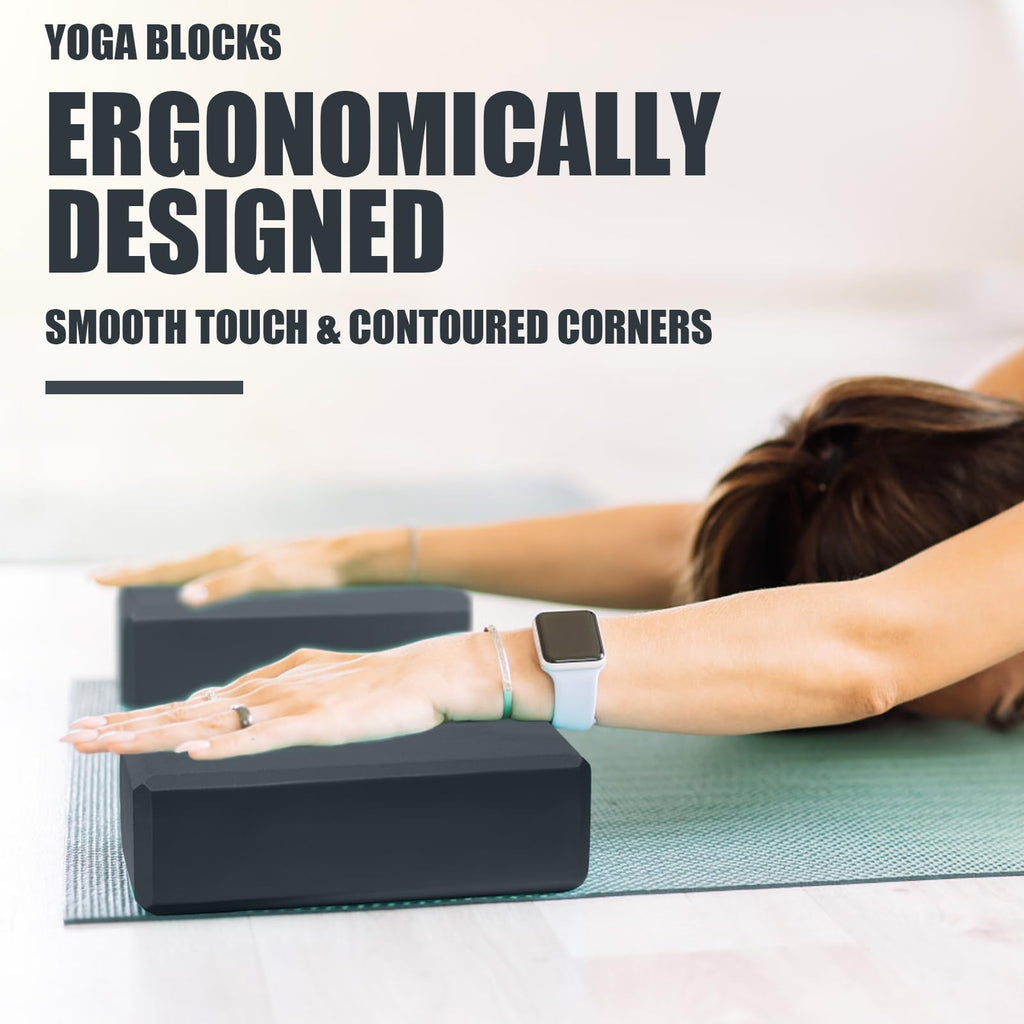 2 Pcs Yoga Blocks, 9"x6"x3" Foam Blocks Yoga Props for Pilates Stretching and Meditation Exercise Blocks Lightweight Yoga Essentials (Grey, normal)