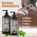 Viking Revolution Men's Body Wash - Eucalyptus Peppermint Body Wash for Men - Mens Natural Body Wash with Vitamin E and Rosemary Oil - Mens Shower Gel Liquid Soap - Peppermint Mens Bodywash (2 Pack)