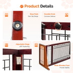 Bonnlo Free Standing Dog Gate, 39" - 68" Wide Pet Gate for Fireplace Stairs Doorways, Wooden Adjustable Pet Fence Indoor, Christmas Tree Gate (Cherry)