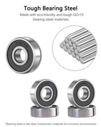 SHKI 20 Pcs 608 2RS Ball Bearings – Bearing Steel and Double Rubber Sealed Miniature Deep Groove Ball Bearings (8mm x 22mm x 7mm) (608 2RS)
