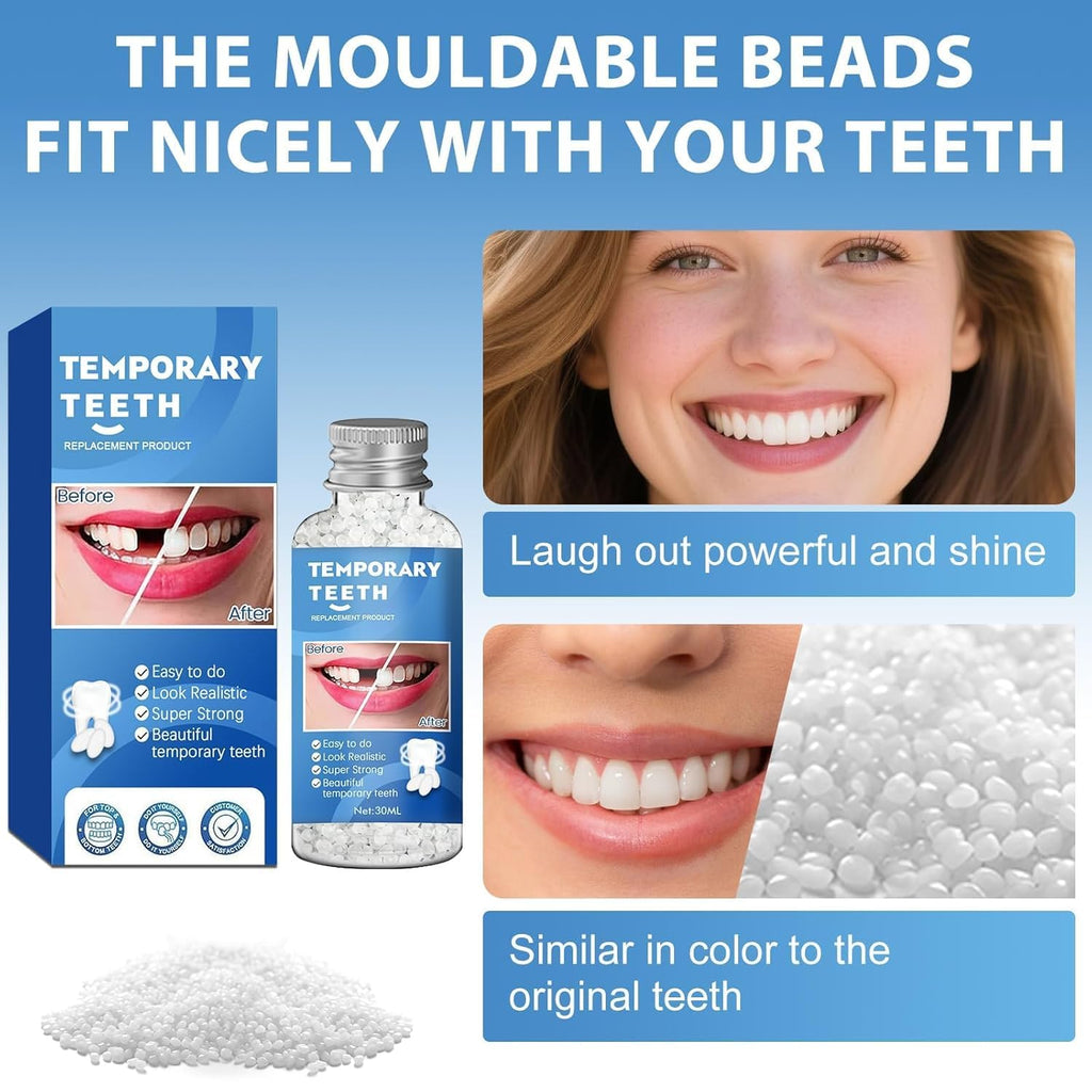 Tooth Repair Kit, Moldable False Teeth Beads for Teeth Repair, Suitable for Missing, Cracked DIY Denture Kit, 1Pack