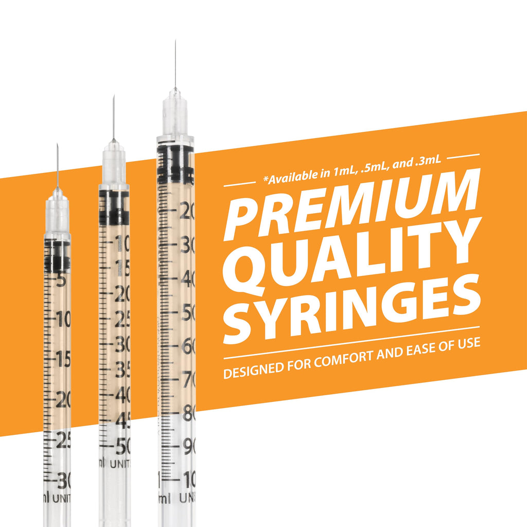 EasyTouch U-100 Insulin Syringes (27G 1.0cc 1/2") - 100ct.