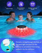 Yogaret Solar Floating Pool Lights - Pool Lights, 18 RGB Lighting Modes, IP68 Waterproof, for Inground and Above Ground Pool, Pool Party, Bathroom, Bathtub, Garden, Pond Decor（2Pcs）
