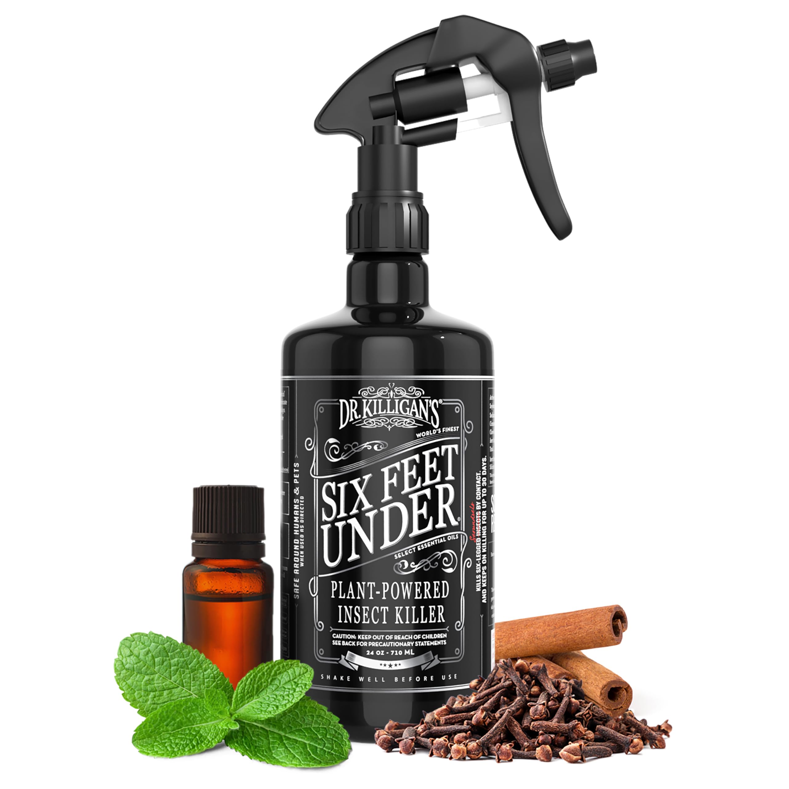 Dr. Killigan's Six Feet Under Plant Powered Insect Killer Spray | Indoor Natural Pest Control | Fleas, Pantry & Clothing Moths, Ants, & Cockroaches | Family Friendly, Pet Safe (24 oz)